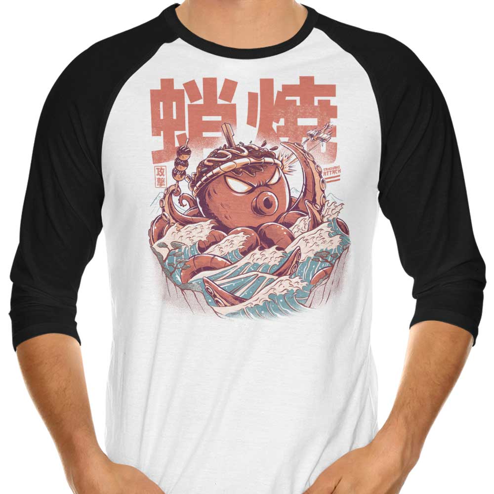 Takoyaki Attack 3/4 Sleeve Raglan - Adult & Kids T-Shirts, Sweatshirts & Hoodies apparel design preview 1