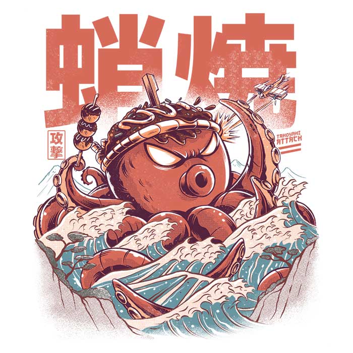 Takoyaki Attack - Adult & Kids T-Shirts, Sweatshirts & Hoodies apparel design preview 2