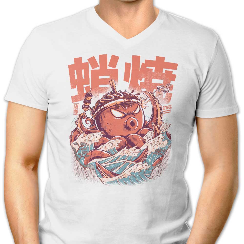 Takoyaki Attack Men's V-Neck - Adult & Kids T-Shirts, Sweatshirts & Hoodies apparel design preview 1