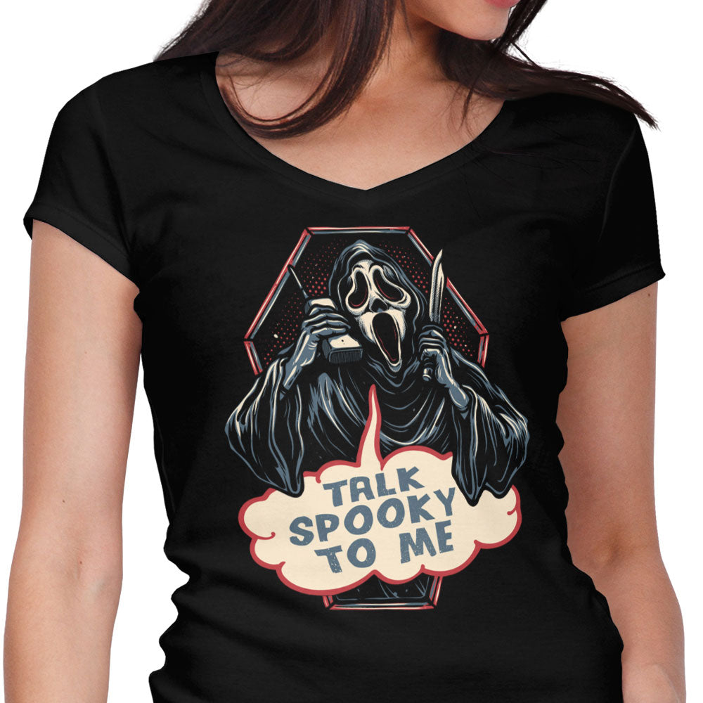 Talk Spooky to Me Women's V-Neck - Adult & Kids T-Shirts, Sweatshirts & Hoodies apparel design preview 1