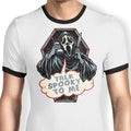 Talk Spooky to Me Ringer - Adult & Kids T-Shirts, Sweatshirts & Hoodies apparel design preview 1