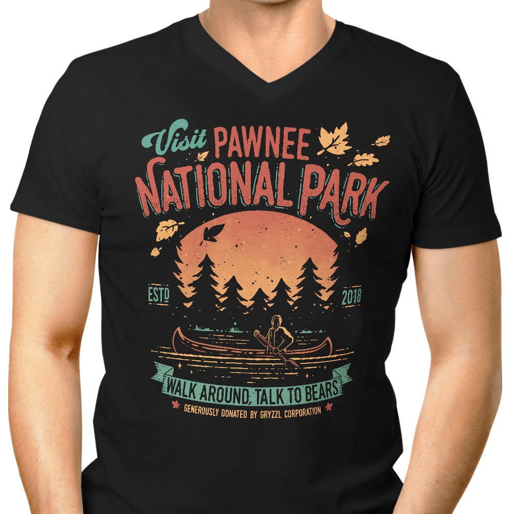 Talk to Bears Men's V-Neck - Adult & Kids T-Shirts, Sweatshirts & Hoodies apparel design preview 1