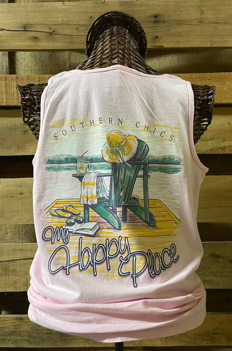 Southern Chics Beach Chair Happy Place Comfort Colors - Adult & Kids T-Shirts, Sweatshirts & Hoodies apparel design preview 2