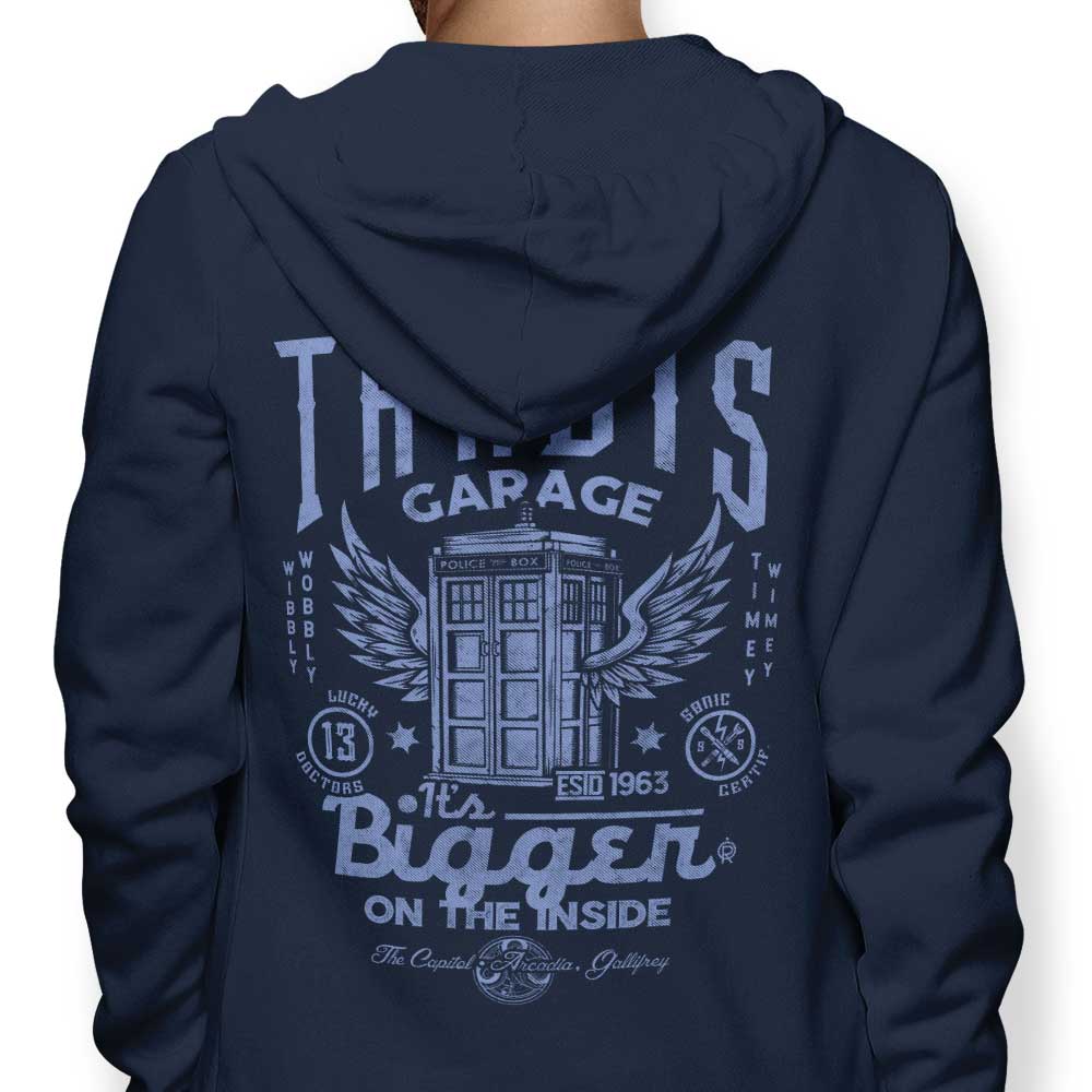 Tardis Garage - Adult & Kids T-Shirts, Sweatshirts & Hoodies apparel design preview 1