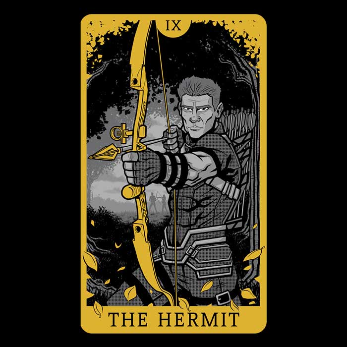 Tarot: The Hermit 3/4 Sleeve Raglan - Adult & Kids T-Shirts, Sweatshirts & Hoodies apparel design preview 2