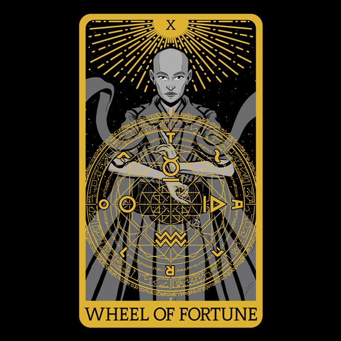 Tarot: Wheel of Fortune Ringer - Adult & Kids T-Shirts, Sweatshirts & Hoodies apparel design preview 2