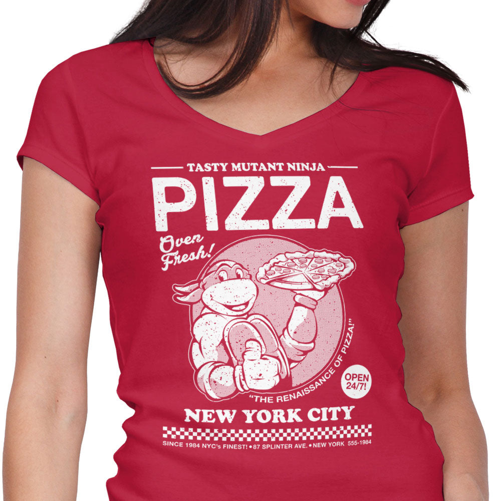 Tasty Mutant Ninja Pizza Women's V-Neck - Adult & Kids T-Shirts, Sweatshirts & Hoodies apparel design preview 1