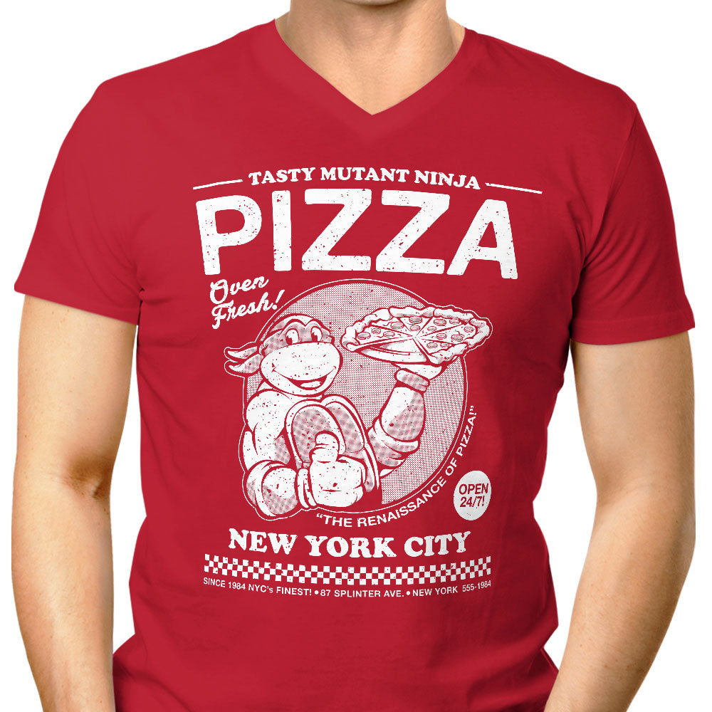 Tasty Mutant Ninja Pizza Men's V-Neck - Adult & Kids T-Shirts, Sweatshirts & Hoodies apparel design preview 1