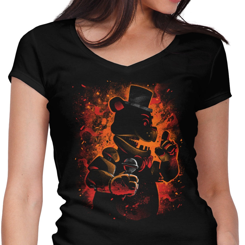 The Animatronic Bear Women's V-Neck - Adult & Kids T-Shirts, Sweatshirts & Hoodies apparel design preview 1
