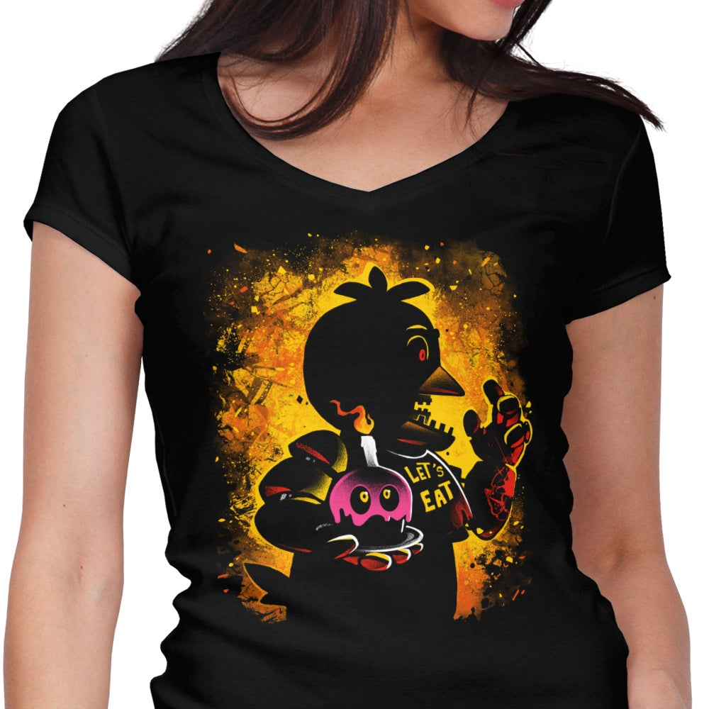 The Animatronic Chicken Women's V-Neck - Adult & Kids T-Shirts, Sweatshirts & Hoodies apparel design preview 1