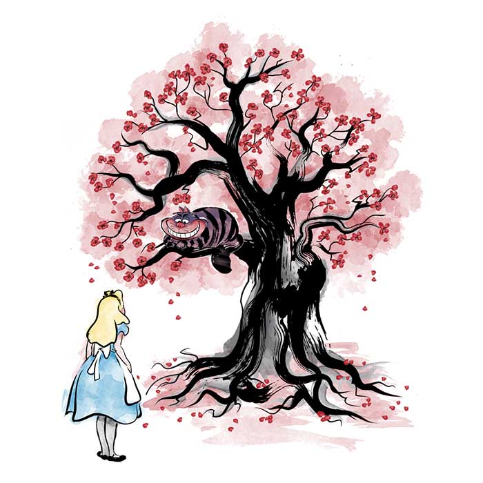 The Cheshire's Tree Sumi-e Women's Apparel - Adult & Kids T-Shirts, Sweatshirts & Hoodies apparel design preview 2