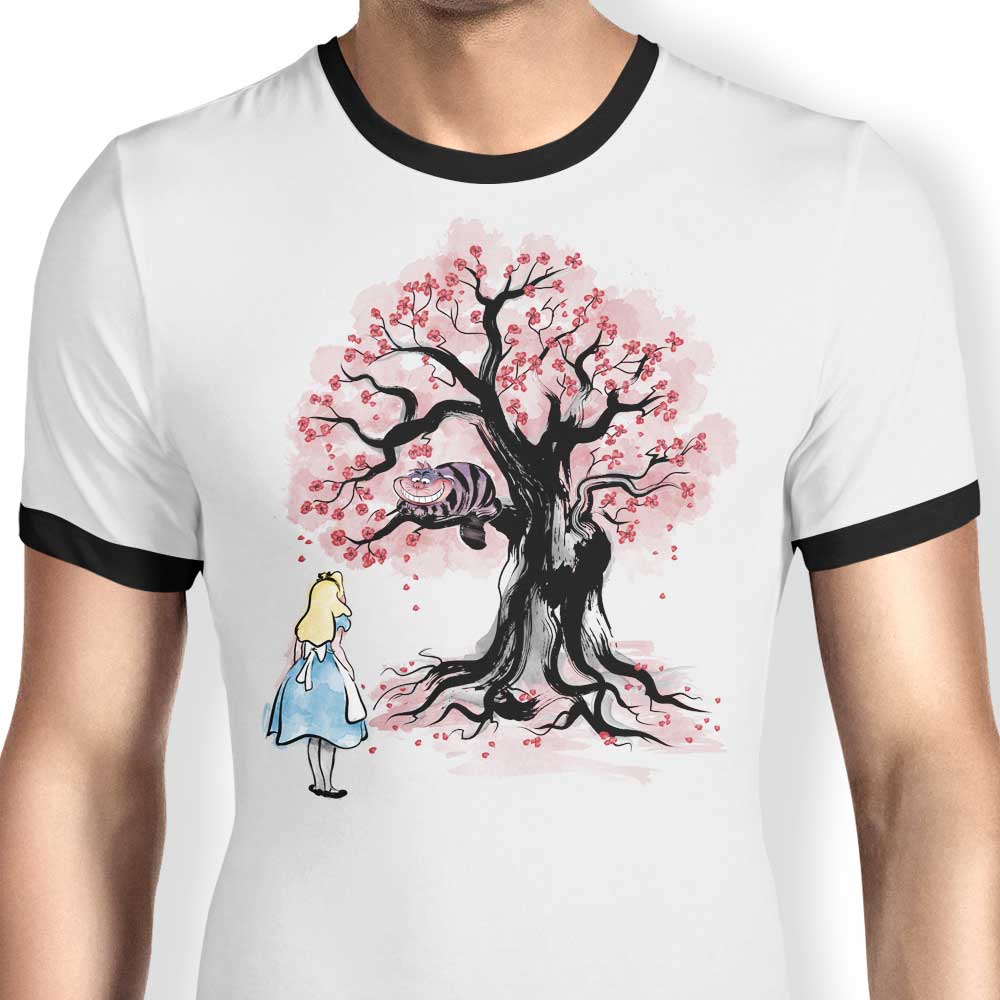 The Cheshire's Tree Sumi-e Ringer - Adult & Kids T-Shirts, Sweatshirts & Hoodies apparel design preview 1