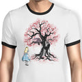 The Cheshire's Tree Sumi-e Ringer - Adult & Kids T-Shirts, Sweatshirts & Hoodies apparel design preview 1