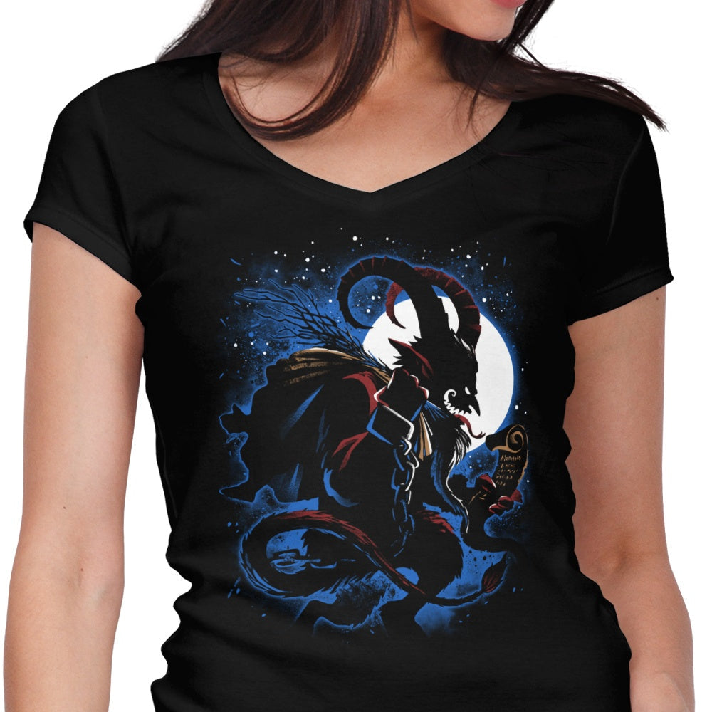 The Christmas Devil Women's V-Neck - Adult & Kids T-Shirts, Sweatshirts & Hoodies apparel design preview 1
