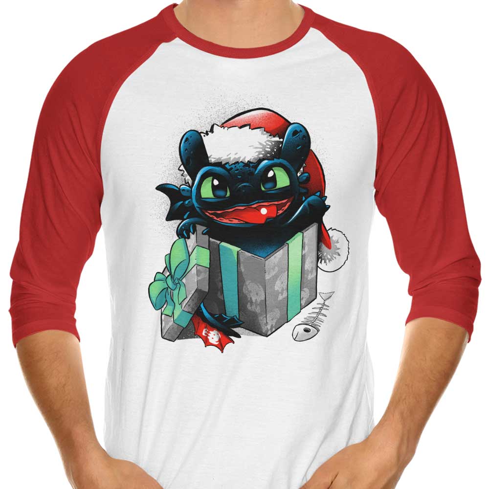 The Christmas Dragon 3/4 Sleeve Raglan - Adult & Kids T-Shirts, Sweatshirts & Hoodies apparel design preview 1
