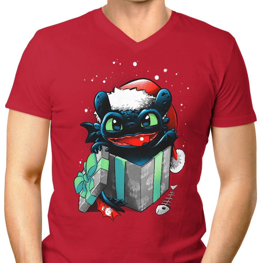 The Christmas Dragon Men's V-Neck - Adult & Kids T-Shirts, Sweatshirts & Hoodies apparel design preview 1