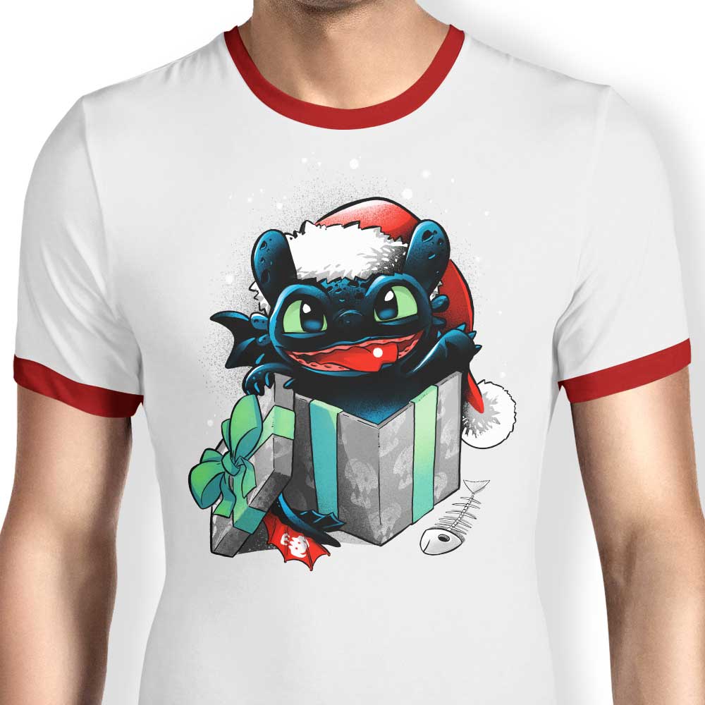 The Christmas Dragon Ringer - Adult & Kids T-Shirts, Sweatshirts & Hoodies apparel design preview 1