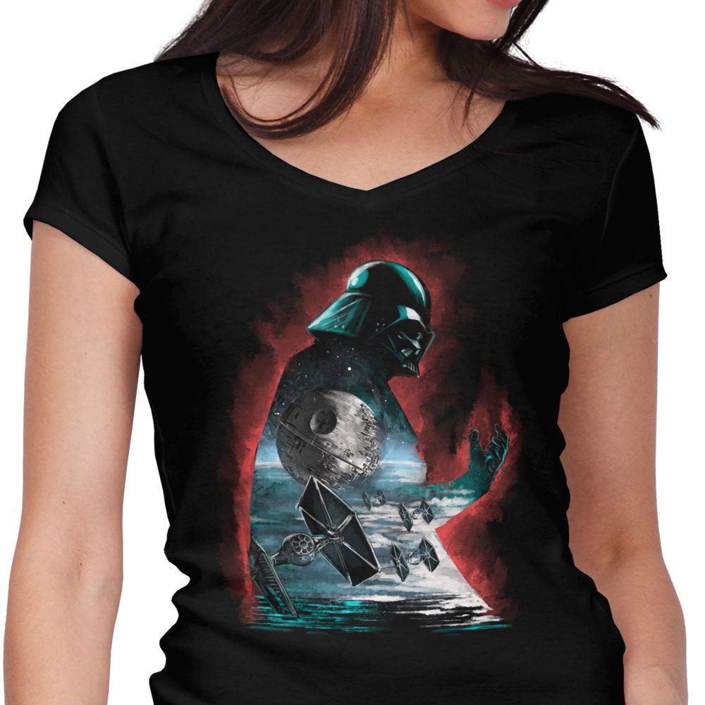 The Dark Sithlouette Women's V-Neck - Adult & Kids T-Shirts, Sweatshirts & Hoodies apparel design preview 1