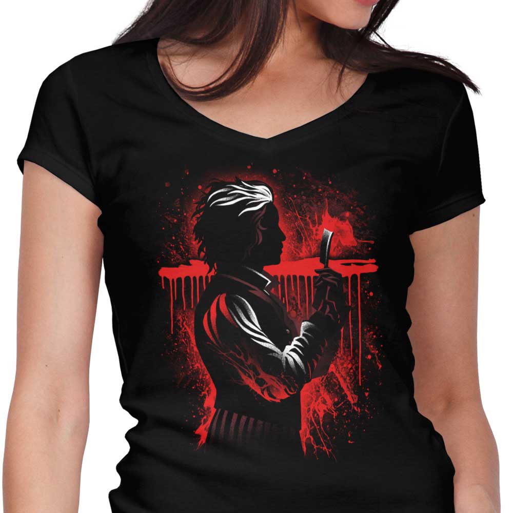 The Demon Barber Women's V-Neck - Adult & Kids T-Shirts, Sweatshirts & Hoodies apparel design preview 1