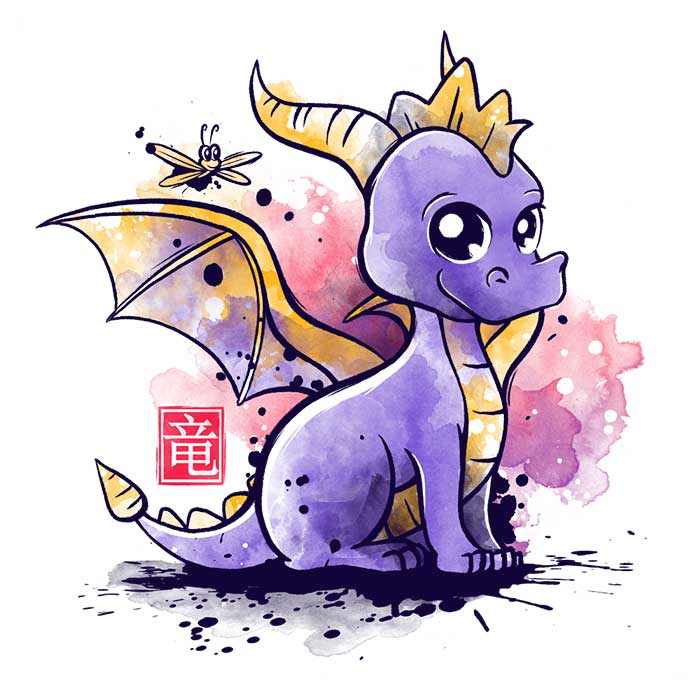 The Dragon and Dragonfly 3/4 Sleeve Raglan - Adult & Kids T-Shirts, Sweatshirts & Hoodies apparel design preview 2