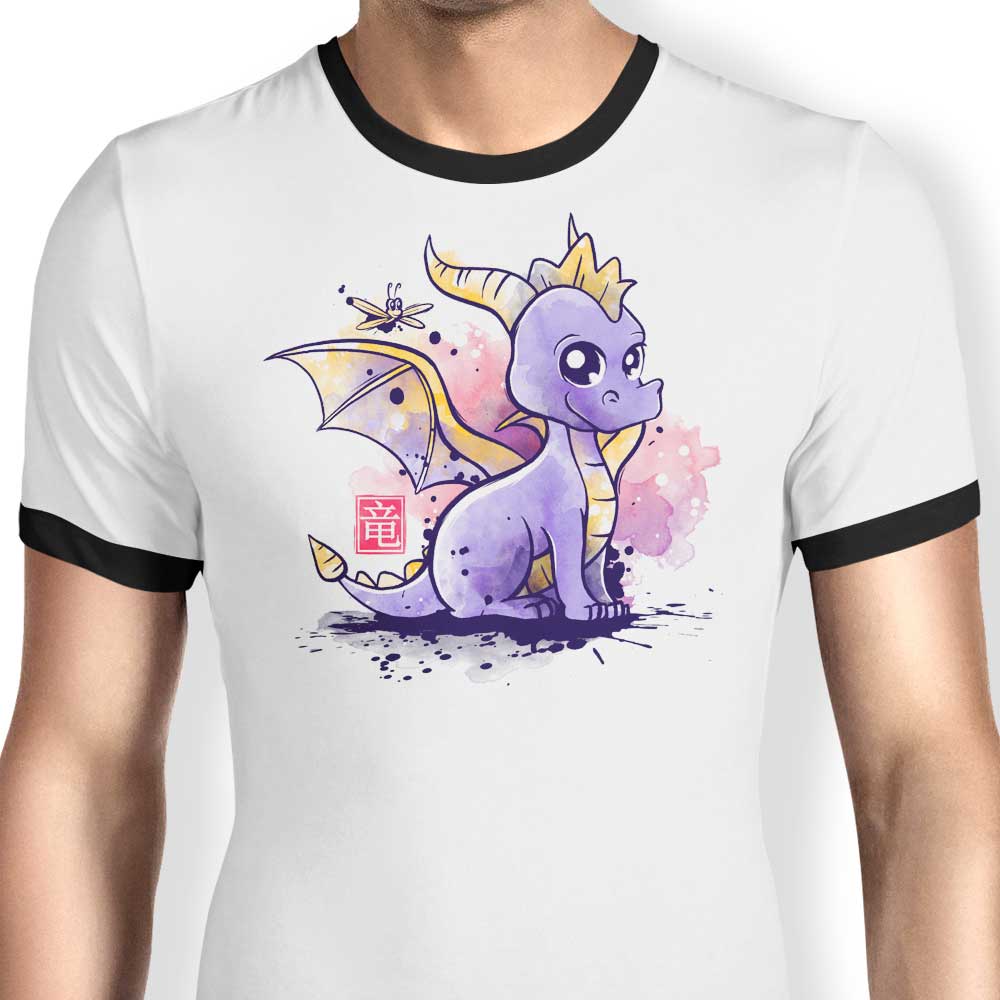 The Dragon and Dragonfly Ringer - Adult & Kids T-Shirts, Sweatshirts & Hoodies apparel design preview 1