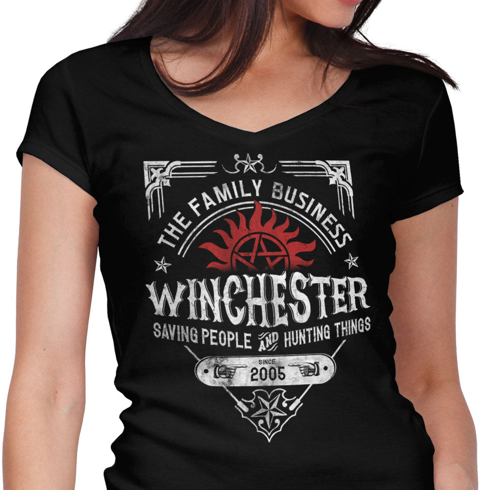 The Family Business Women's V-Neck - Adult & Kids T-Shirts, Sweatshirts & Hoodies apparel design preview 1