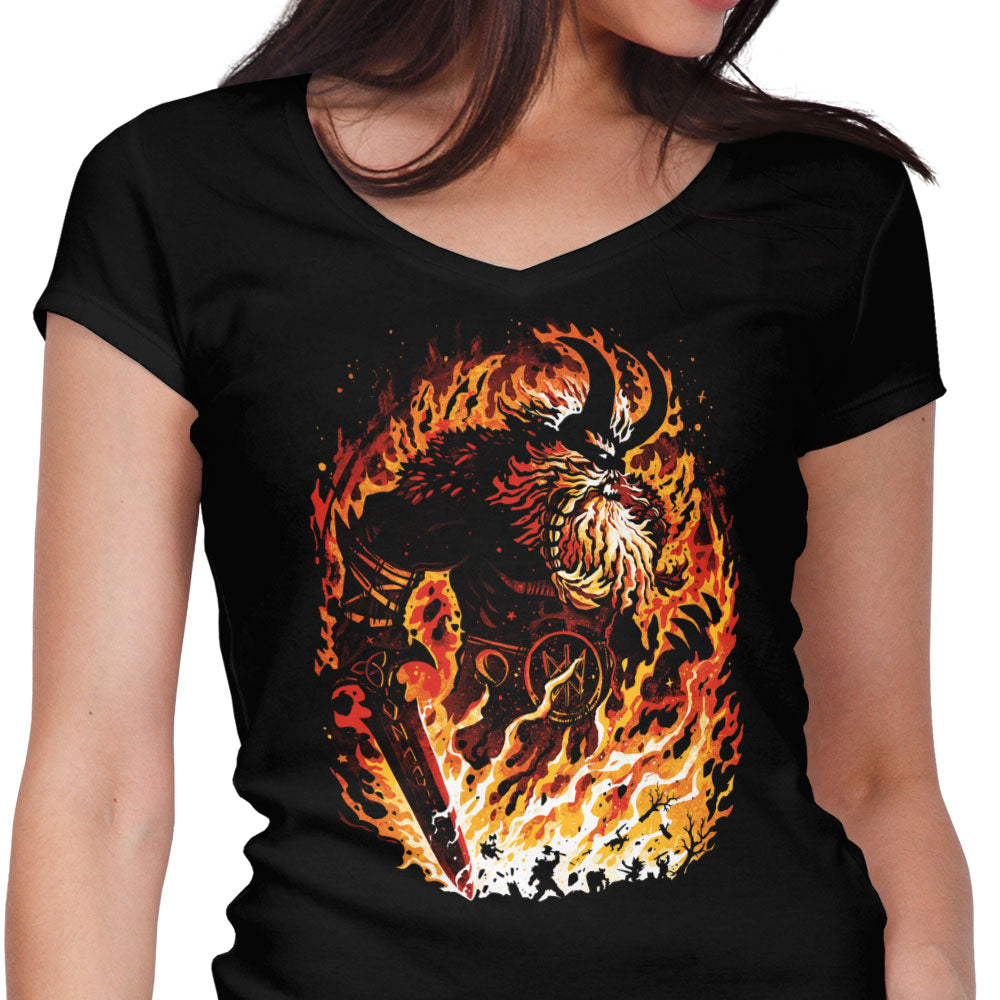 The Fire Giant Women's V-Neck - Adult & Kids T-Shirts, Sweatshirts & Hoodies apparel design preview 1