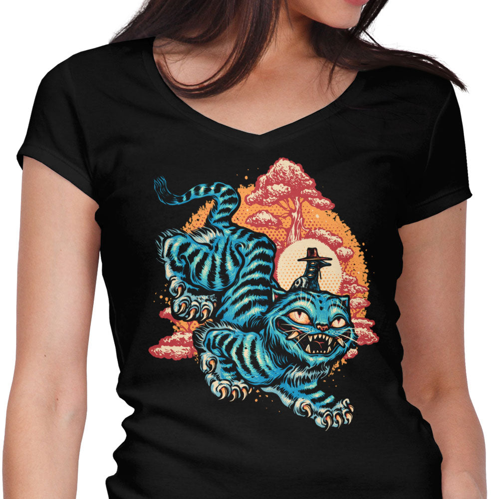 The Glowing Tiger Women's V-Neck - Adult & Kids T-Shirts, Sweatshirts & Hoodies apparel design preview 1