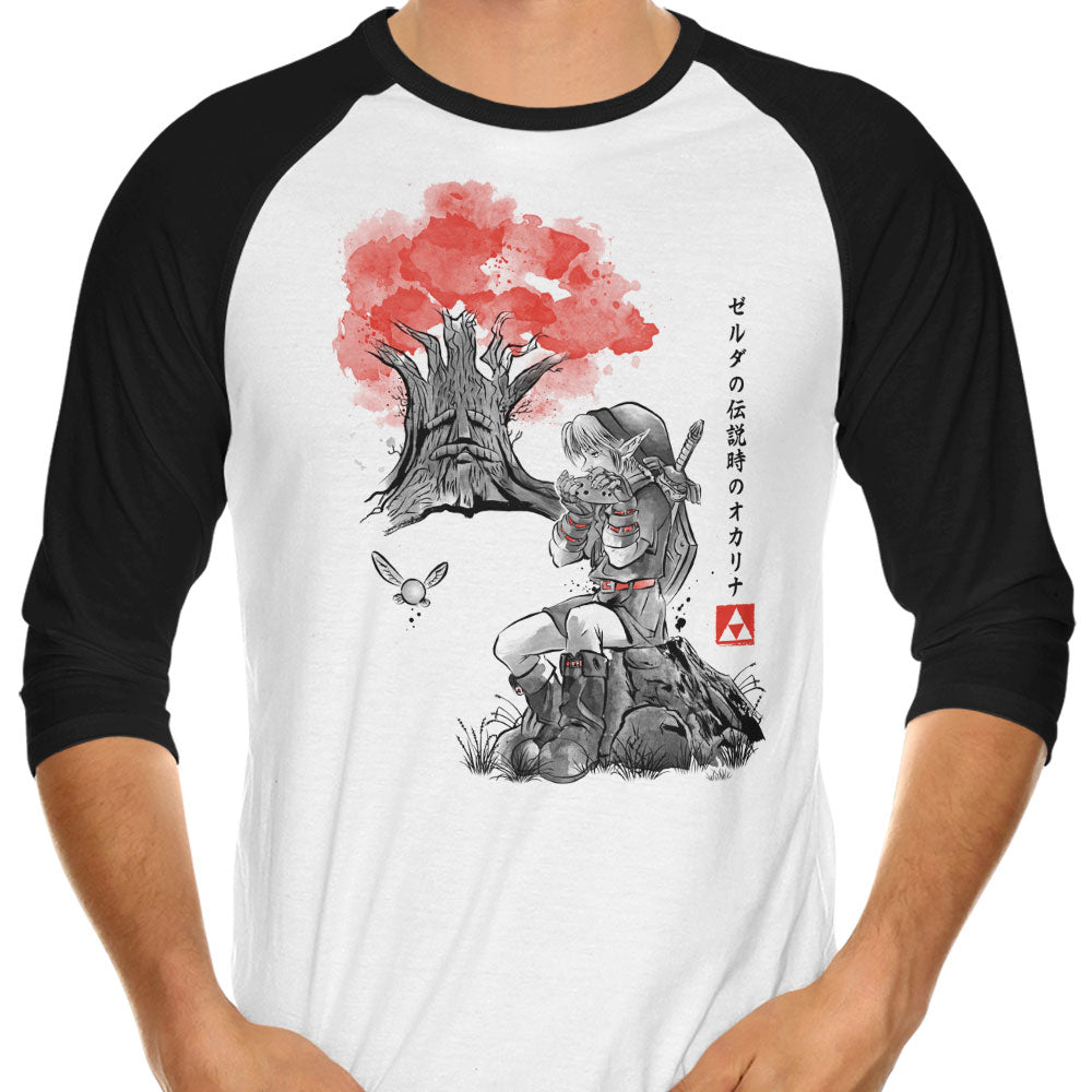 The Great Deku Sumi-e 3/4 Sleeve Raglan - Adult & Kids T-Shirts, Sweatshirts & Hoodies apparel design preview 1