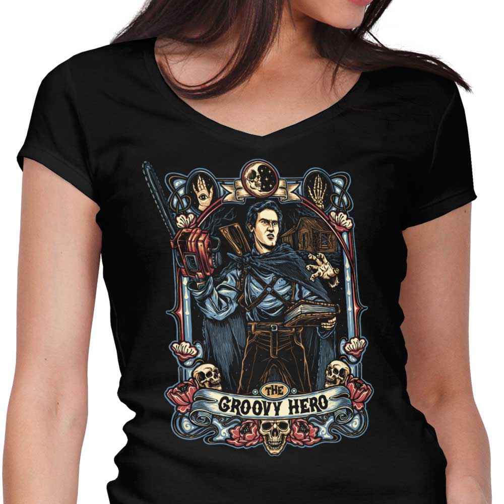 The Groovy Hero Women's V-Neck - Adult & Kids T-Shirts, Sweatshirts & Hoodies apparel design preview 1