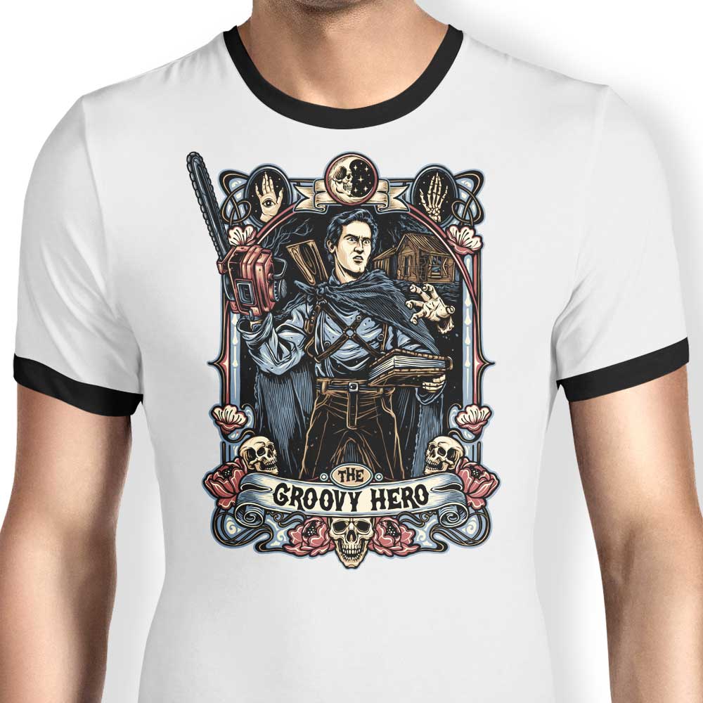 The Groovy Hero Ringer - Adult & Kids T-Shirts, Sweatshirts & Hoodies apparel design preview 1