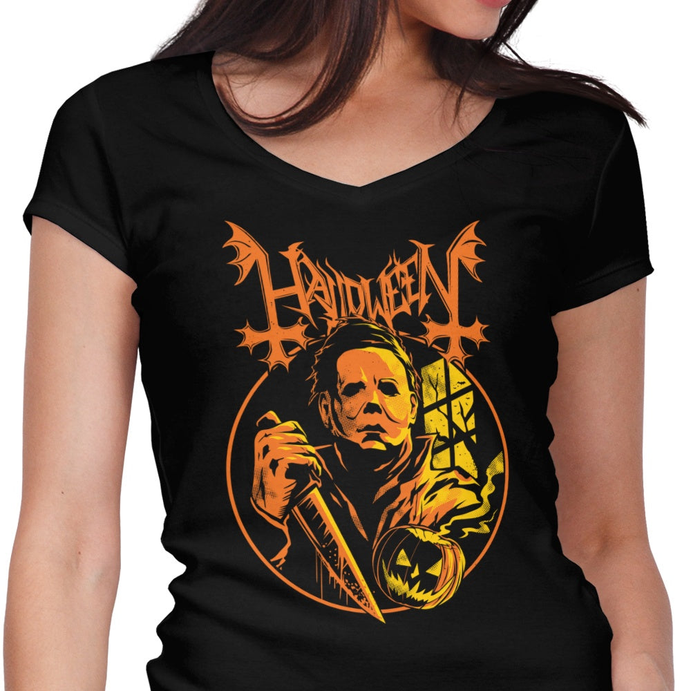 The Halloween Slasher Women's V-Neck - Adult & Kids T-Shirts, Sweatshirts & Hoodies apparel design preview 1