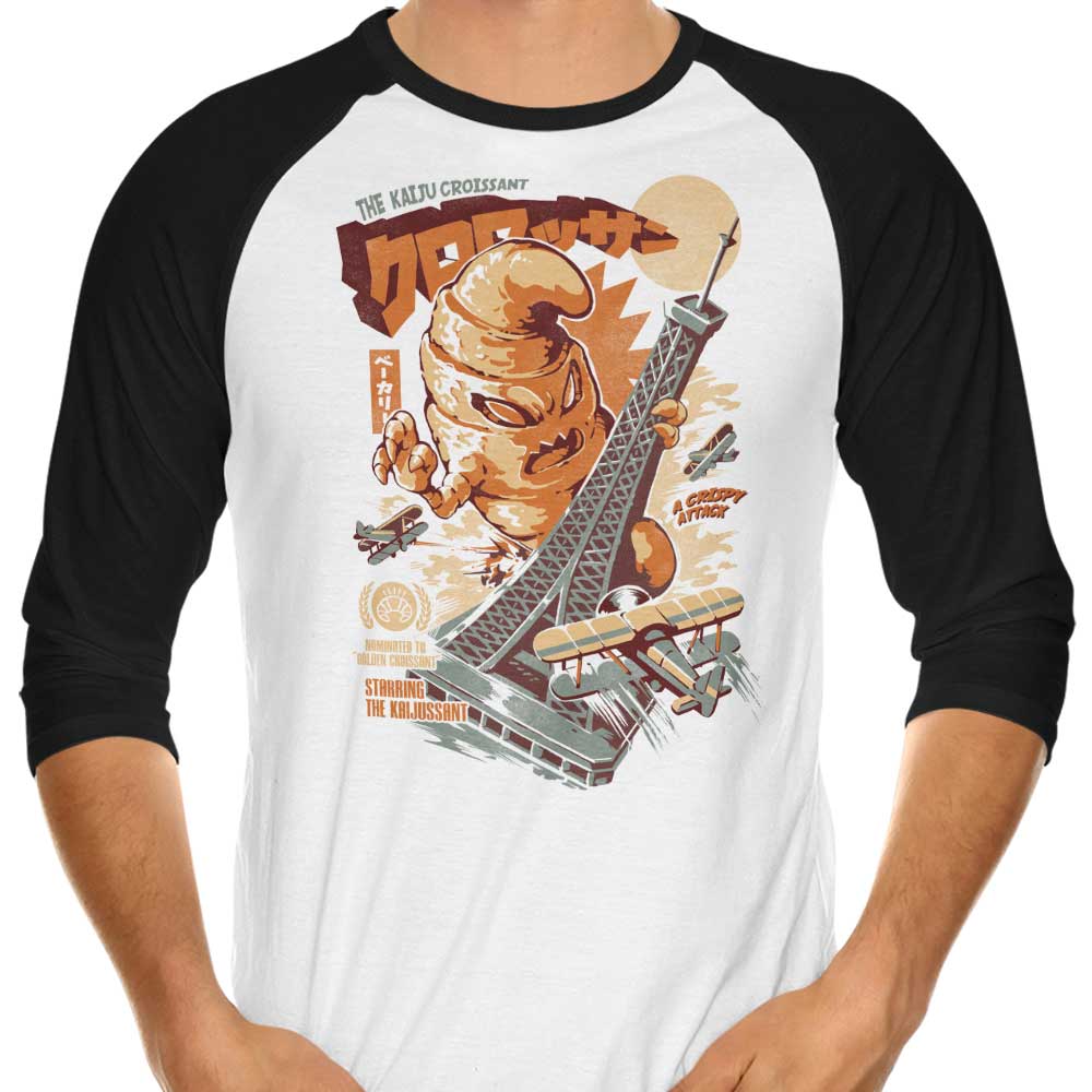 The Kaiju Croissant 3/4 Sleeve Raglan - Adult & Kids T-Shirts, Sweatshirts & Hoodies apparel design preview 1