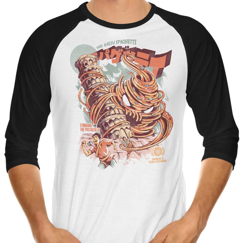 The Kaiju Spaghetti 3/4 Sleeve Raglan - Adult & Kids T-Shirts, Sweatshirts & Hoodies apparel design preview 1