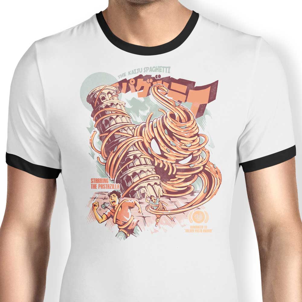 The Kaiju Spaghetti Ringer - Adult & Kids T-Shirts, Sweatshirts & Hoodies apparel design preview 1