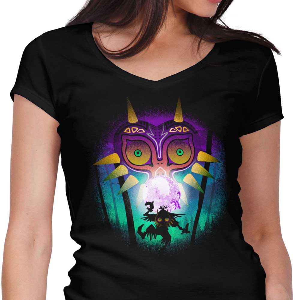 The Moon and Mask Women's V-Neck - Adult & Kids T-Shirts, Sweatshirts & Hoodies apparel design preview 1