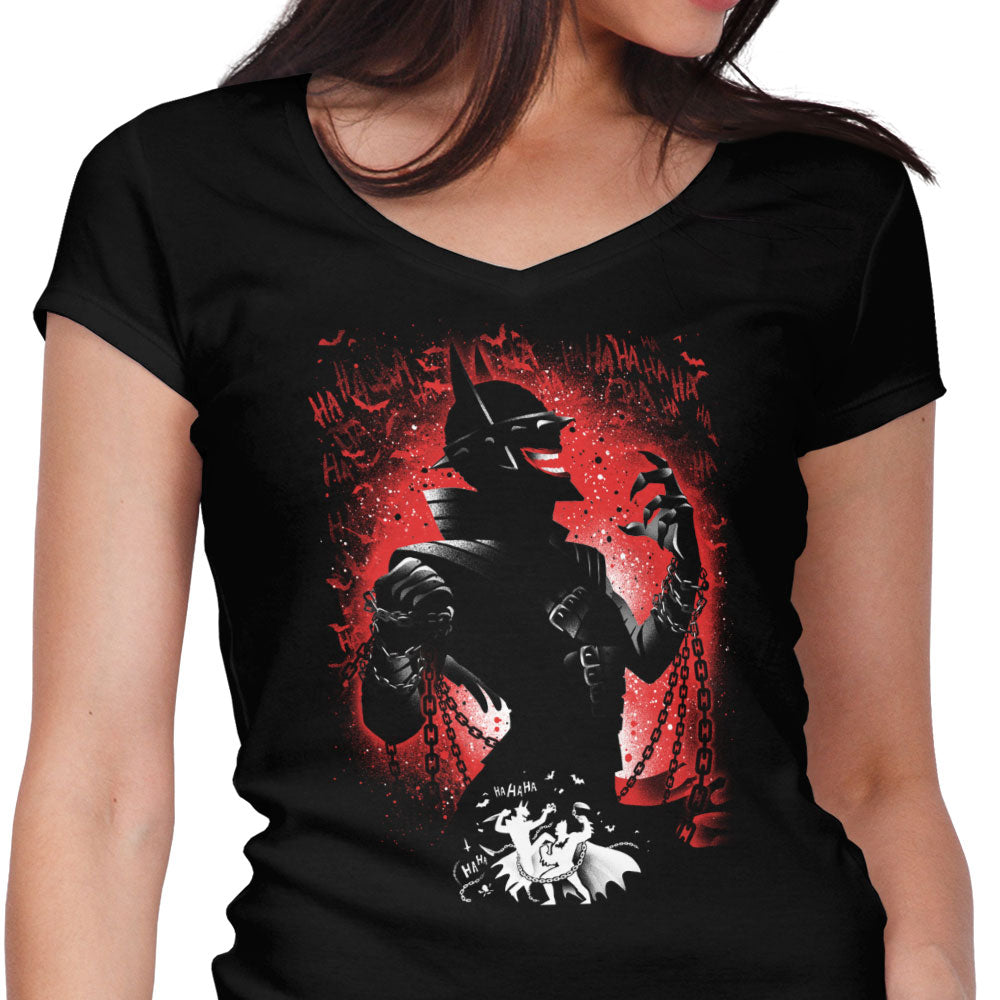 The One Who Laughs Women's V-Neck - Adult & Kids T-Shirts, Sweatshirts & Hoodies apparel design preview 1