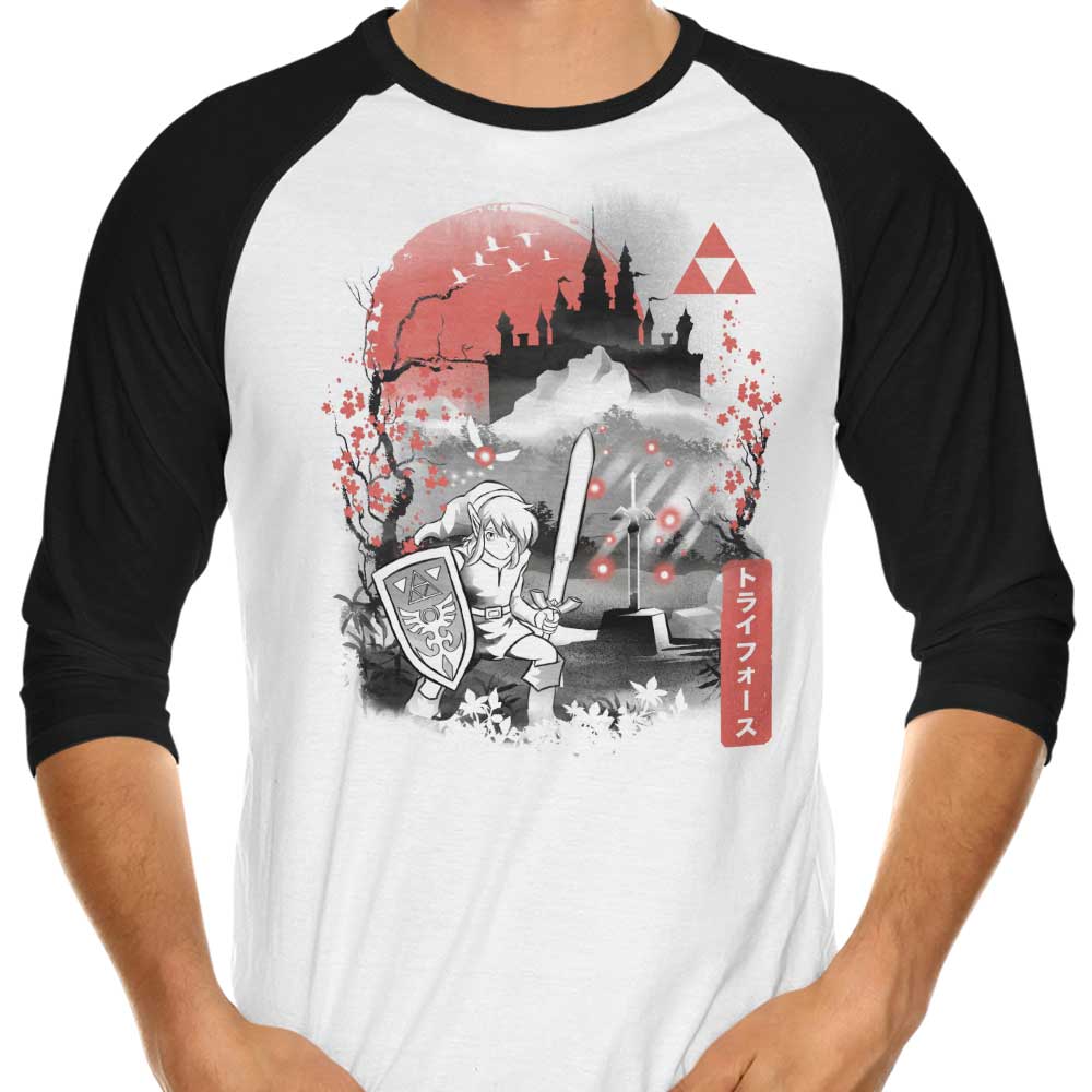 The Past Sumi-e 3/4 Sleeve Raglan - Adult & Kids T-Shirts, Sweatshirts & Hoodies apparel design preview 1