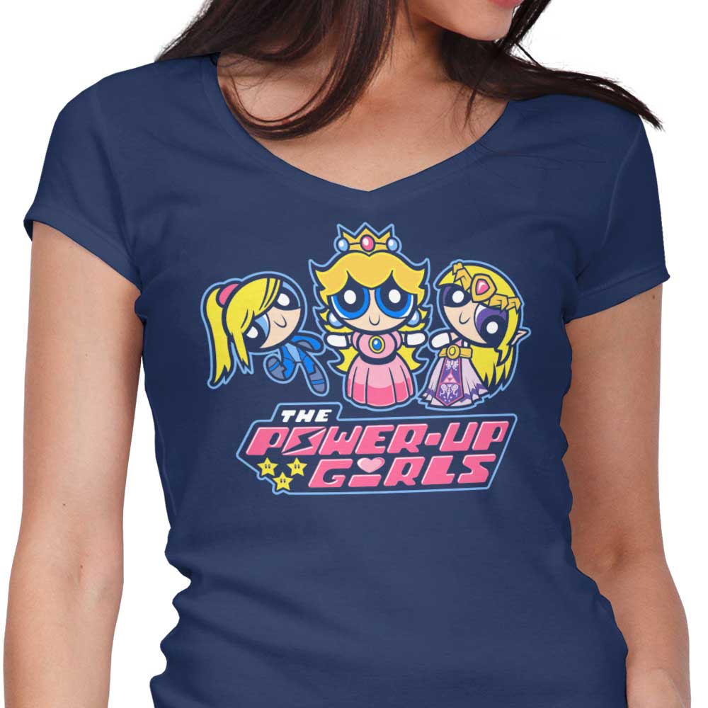 The Power Up Girls Women's V-Neck - Adult & Kids T-Shirts, Sweatshirts & Hoodies apparel design preview 1