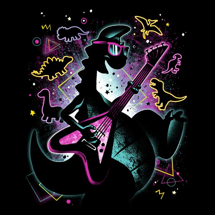 The Rocking Dinosaur - Adult & Kids T-Shirts, Sweatshirts & Hoodies apparel design preview 2