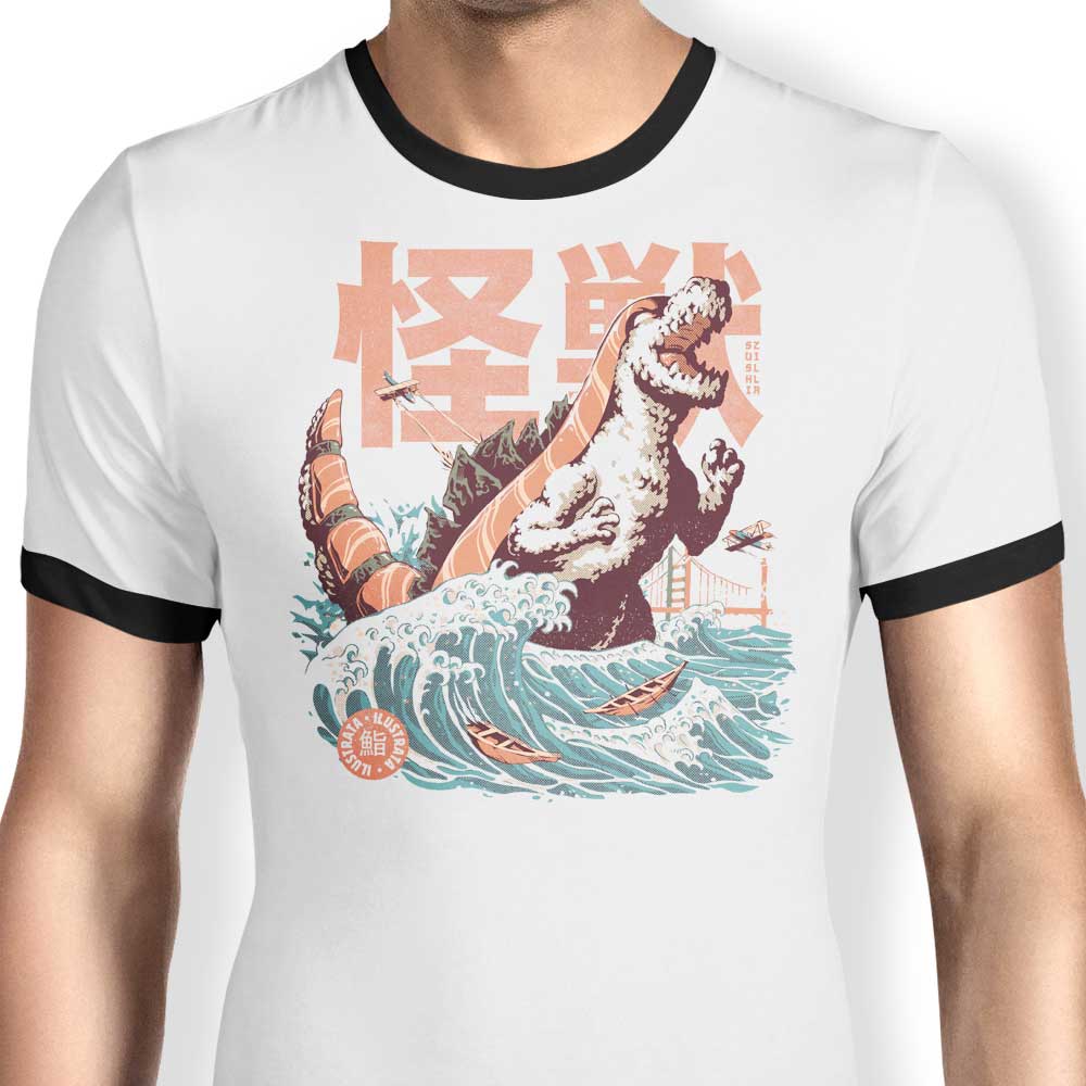 The Sushizilla Ringer - Adult & Kids T-Shirts, Sweatshirts & Hoodies apparel design preview 1