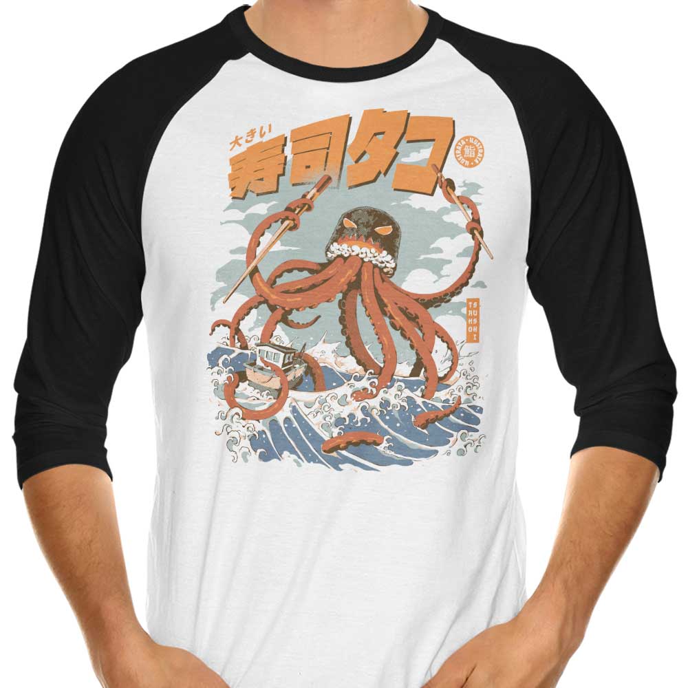 The Tako Sushi 3/4 Sleeve Raglan - Adult & Kids T-Shirts, Sweatshirts & Hoodies apparel design preview 1