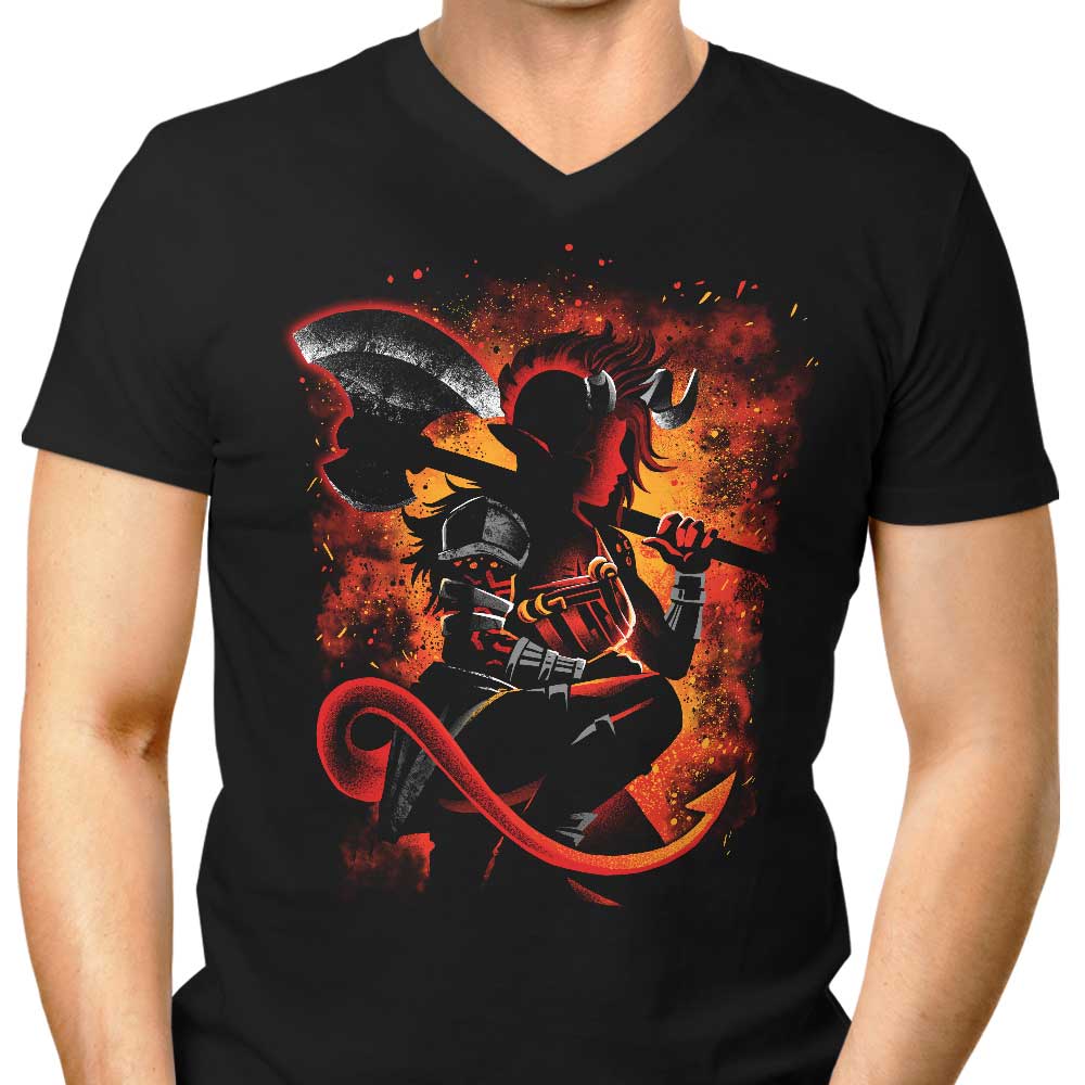 The Tiefling Warrior Men's V-Neck - Adult & Kids T-Shirts, Sweatshirts & Hoodies apparel design preview 1