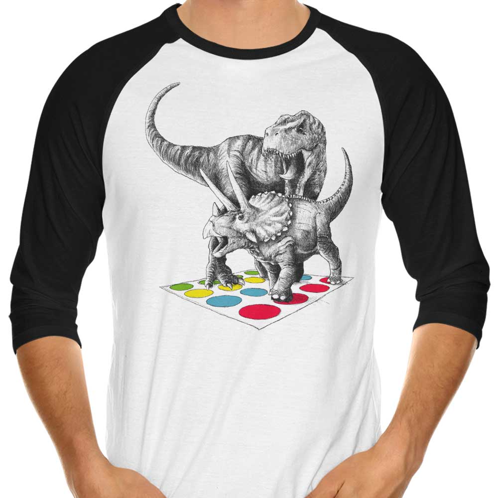 The Ultimate Dino Battle 3/4 Sleeve Raglan - Adult & Kids T-Shirts, Sweatshirts & Hoodies apparel design preview 1