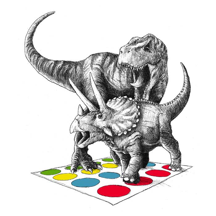 The Ultimate Dino Battle Ringer - Adult & Kids T-Shirts, Sweatshirts & Hoodies apparel design preview 2