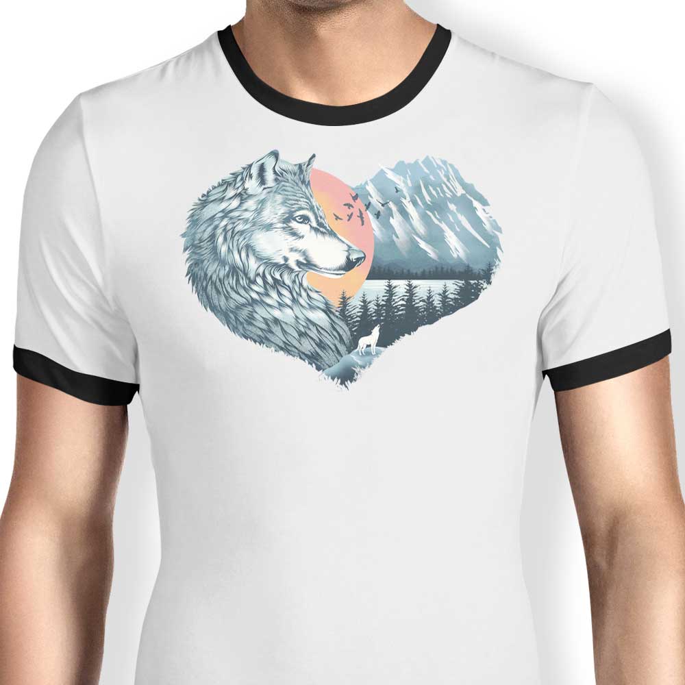 The Wild Heart Howls Ringer - Adult & Kids T-Shirts, Sweatshirts & Hoodies apparel design preview 1