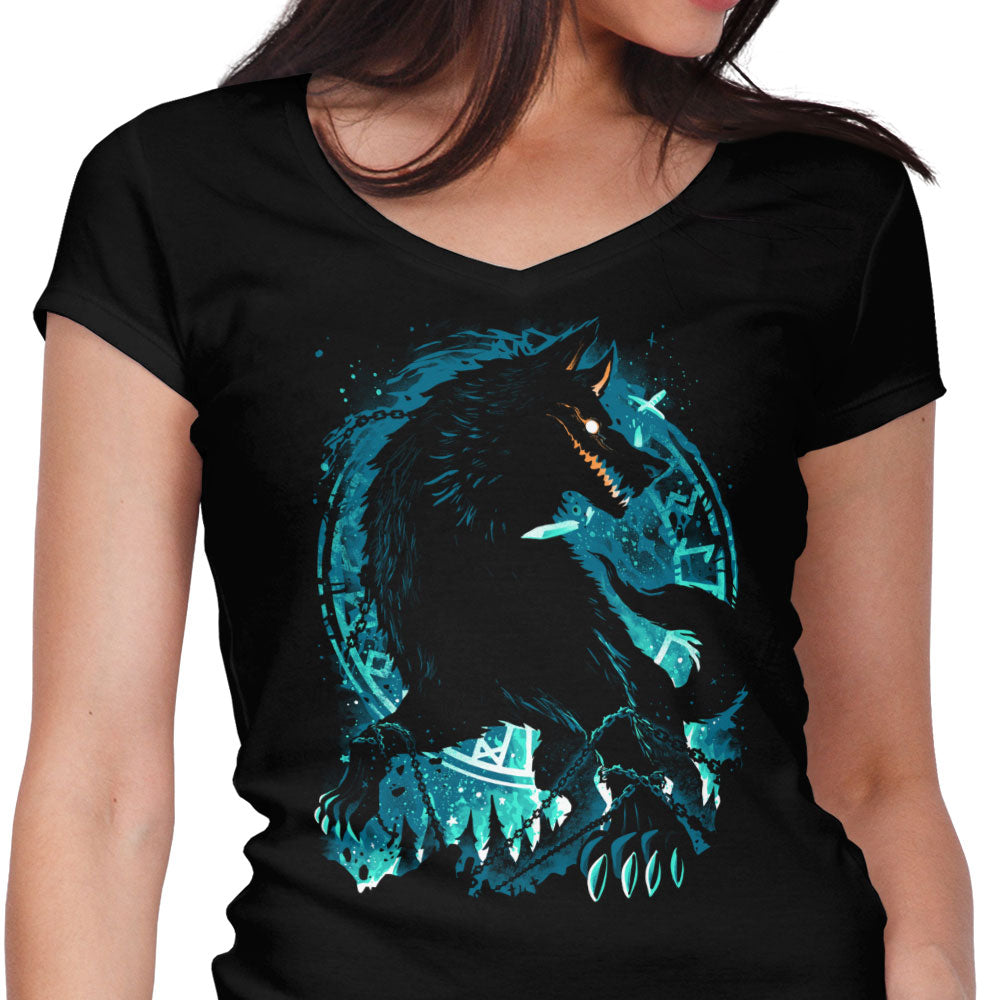 The Wolf of Fate Women's V-Neck - Adult & Kids T-Shirts, Sweatshirts & Hoodies apparel design preview 1