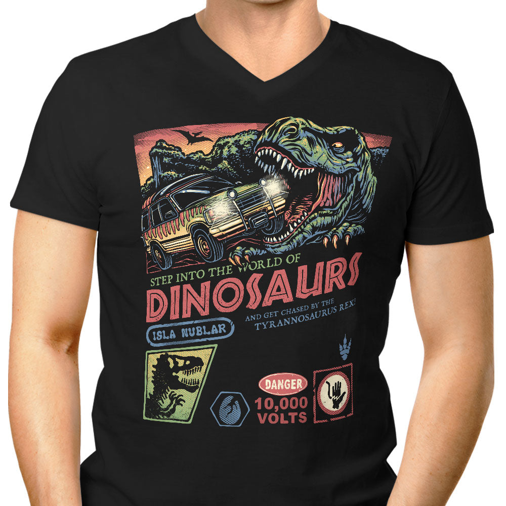 The World of Dinosaurs Men's V-Neck - Adult & Kids T-Shirts, Sweatshirts & Hoodies apparel design preview 1