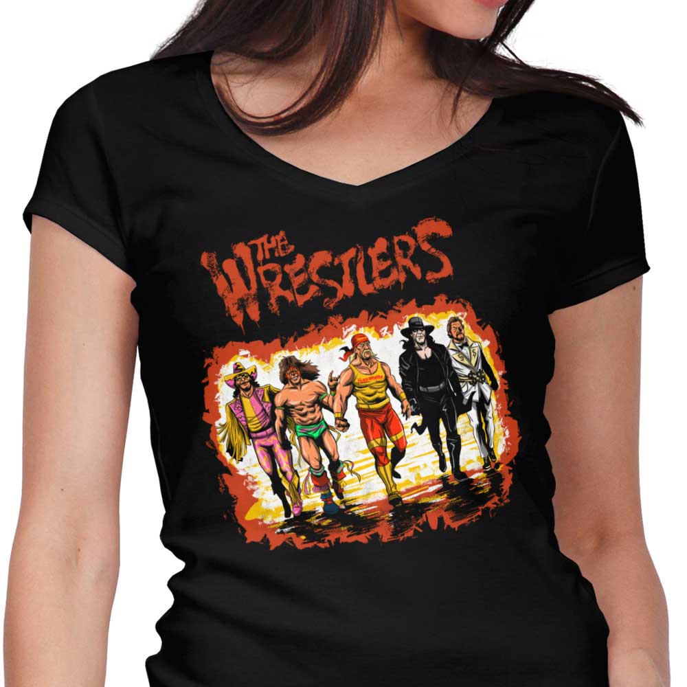 The Wrestlers Women's V-Neck - Adult & Kids T-Shirts, Sweatshirts & Hoodies apparel design preview 1