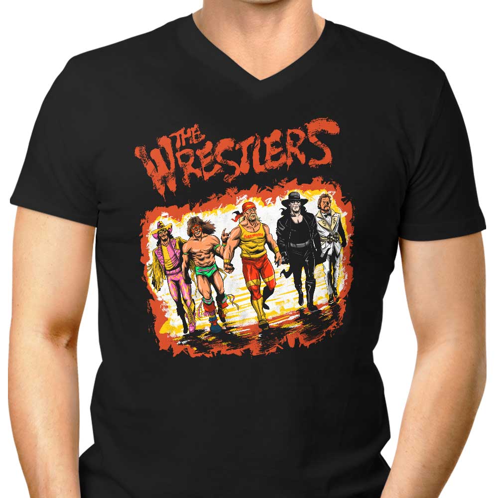 The Wrestlers Men's V-Neck - Adult & Kids T-Shirts, Sweatshirts & Hoodies apparel design preview 1